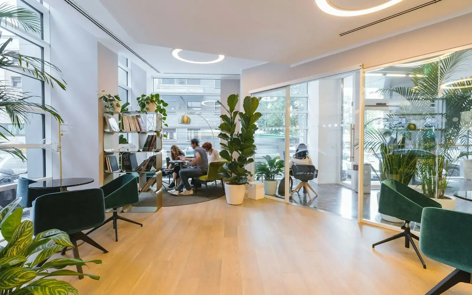 Conference chairs around a long meeting table